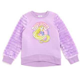 Disney Princess Rapunzel Fleece Pullover Sweatshirt with Faux Fur Sleeves Toddler to Big Kid