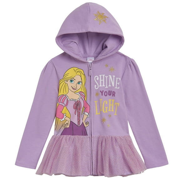 Disney Princess Rapunzel Fleece Zip Up Hoodie Dress Toddler to Big Kid