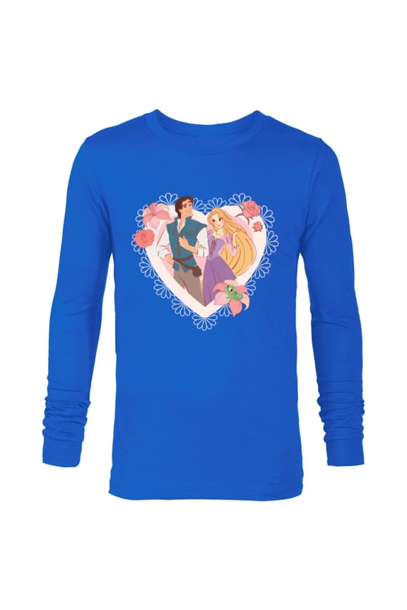 Princess Rapunzel & Flynn Rider Valentine’s Day Heart - Long Sleeve T-Shirt for Men - Customized-Navy