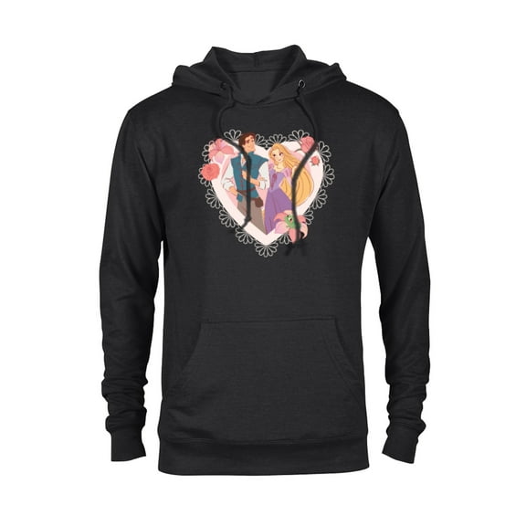 Disney Princess Rapunzel & Flynn Rider Valentine’s Day Heart - Pullover Hoodie for Adults - Customized-Black
