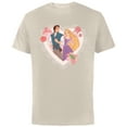 thumbnail image 1 of Disney Princess Rapunzel & Flynn Rider Valentine’s Day Heart - Short Sleeve Cotton T-Shirt for Adults - Customized-Natural, 1 of 5