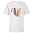 thumbnail image 1 of Disney Princess Rapunzel & Flynn Rider Valentine’s Day Heart - Short Sleeve T-Shirt for Kids - Customized-White, 1 of 5