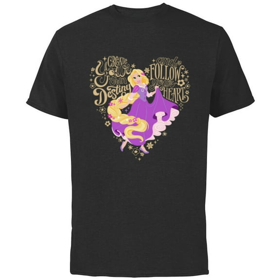 Disney Princess Rapunzel Follow Your Heart - Short Sleeve Cotton T-Shirt for Adults - Customized-Black