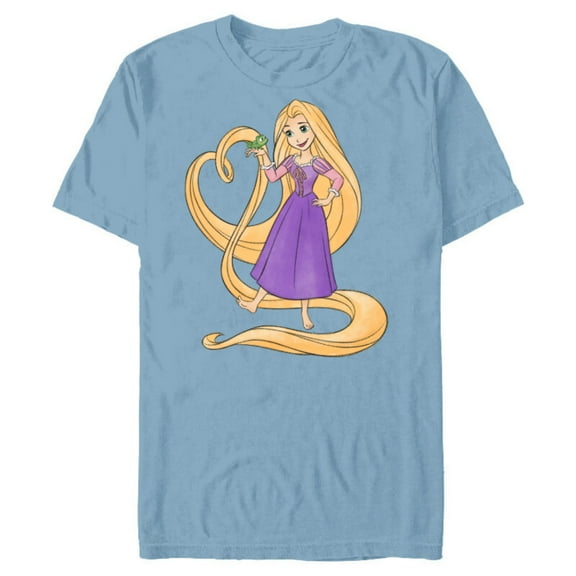 Disney Princess Rapunzel Heart and Pascal - Short Sleeve Blended T-Shirt for Adults - Customized-Ocean Blue