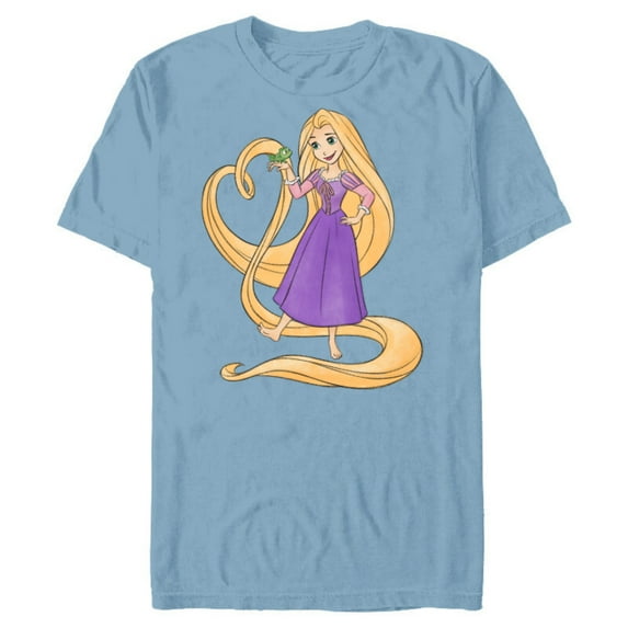 Disney Princess Rapunzel Heart and Pascal - Short Sleeve Blended T-Shirt for Adults - Customized-Ocean Blue