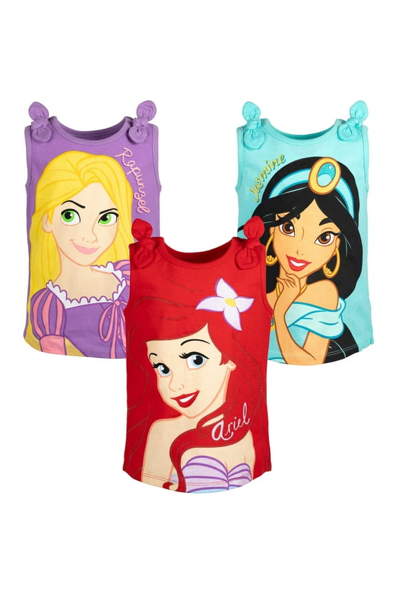 Rapunzel Jasmine Ariel Toddler Girls 3 Pack Tank Tops Infant to Big Kid