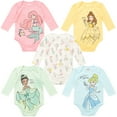 thumbnail image 1 of Disney Princess Rapunzel Jasmine Belle Newborn Baby Girls 5 Pack Bodysuits Newborn to Infant, 1 of 5