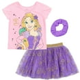 thumbnail image 1 of Disney Princess Rapunzel Little Girls T-Shirt Mesh Skirt and Scrunchie 3 Piece Outfit Set Toddler to Big Kid, 1 of 5