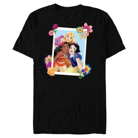 Disney Princess Rapunzel Moana Snow White Polaroid - Short Sleeve Blended T-Shirt for Adults - Customized-Black
