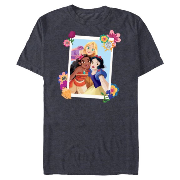 Disney Princess Rapunzel Moana Snow White Polaroid - Short Sleeve Blended T-Shirt for Adults - Customized-Navy Heather