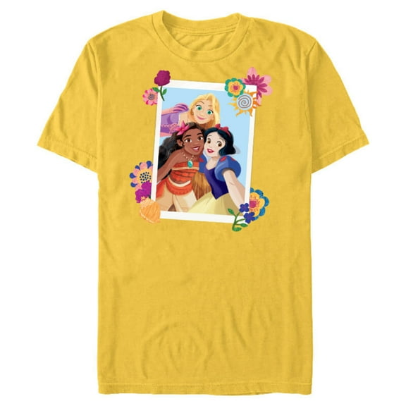 Disney Princess Rapunzel Moana Snow White Polaroid - Short Sleeve Blended T-Shirt for Adults - Customized-Yellow