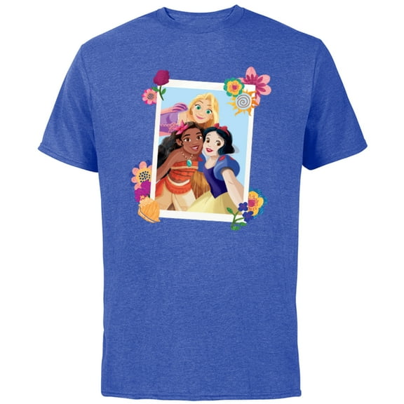 Disney Princess Rapunzel Moana Snow White Polaroid - Short Sleeve Cotton T-Shirt for Adults - Customized-Royal Heather