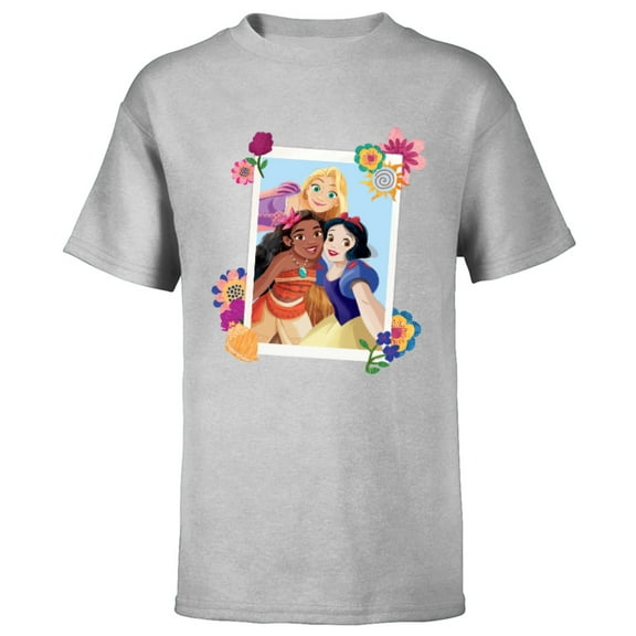 Disney Princess Rapunzel Moana Snow White Polaroid - Short Sleeve T-Shirt for Kids - Customized-Athletic Heather