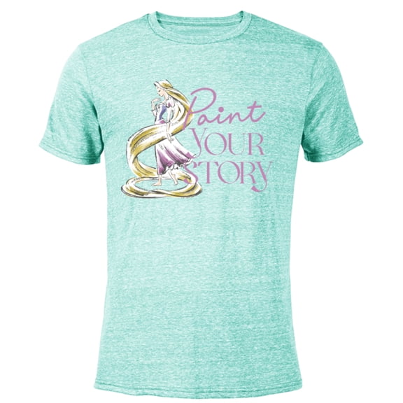 Disney Princess Rapunzel Paint Your Story - Short Sleeve Blended T-Shirt for Adults - Customized-Ocean Blue