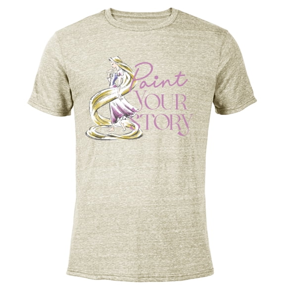Disney Princess Rapunzel Paint Your Story - Short Sleeve Blended T-Shirt for Adults - Customized-Yellow
