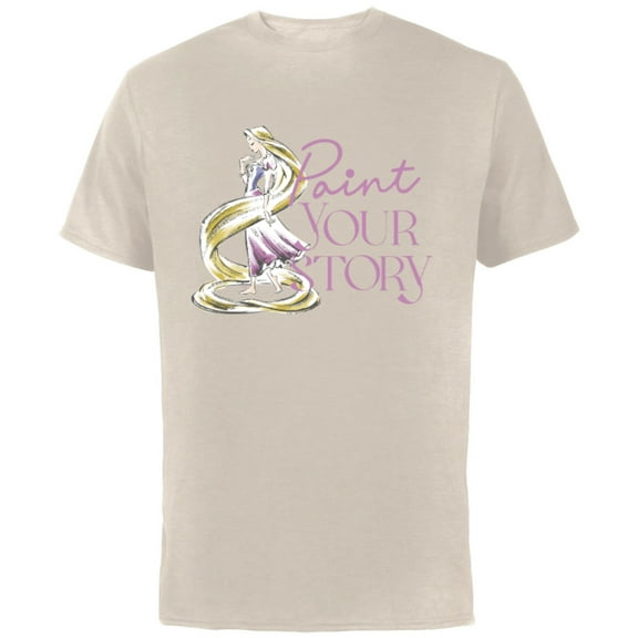 Disney Princess Rapunzel Paint Your Story - Short Sleeve Cotton T-Shirt for Adults - Customized-Natural