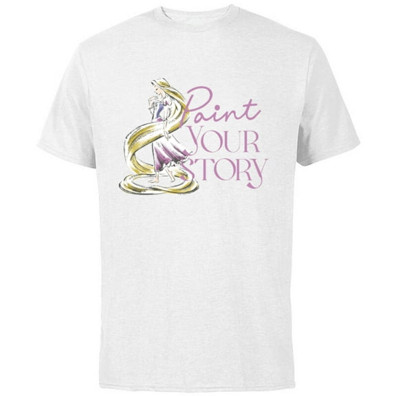 Disney Princess Rapunzel Paint Your Story - Short Sleeve Cotton T-Shirt for Adults - Customized-White