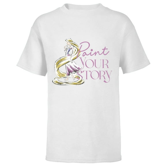 Disney Princess Rapunzel Paint Your Story - Short Sleeve T-Shirt for Kids - Customized-White
