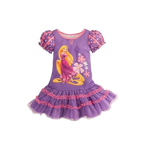 Disney Princess Rapunzel Purple Fancy Nightgown, Tiered Tulle Hemline (Size 4)