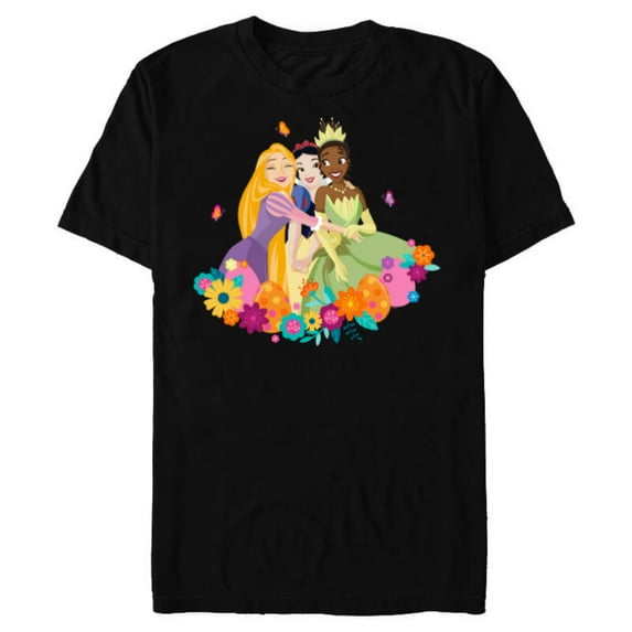 Disney Princess Rapunzel Snow White Tiana Spring Easter Eggs - Short Sleeve Blended T-Shirt for Adults - Customized-Black