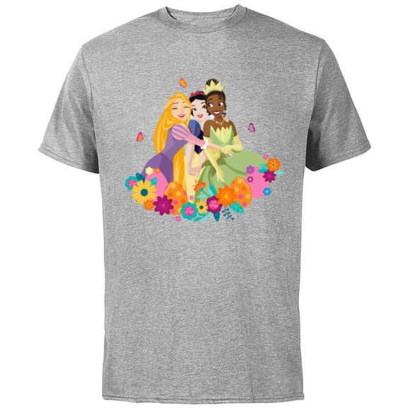 Disney Princess Rapunzel Snow White Tiana Spring Easter Eggs - Short Sleeve Cotton T-Shirt for Adults - Customized-Athletic Heather