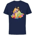 thumbnail image 1 of Disney Princess Rapunzel Snow White Tiana Spring Easter Eggs - Short Sleeve Cotton T-Shirt for Adults - Customized-Navy, 1 of 5