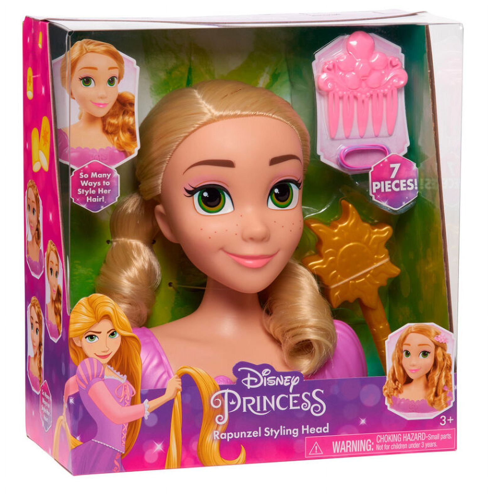 Disney Princess Rapunzel Styling Head, 7 Pieces, Pretend Play, Officially Licensed Kids Toys for Ages 3