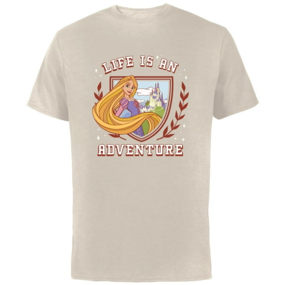 Disney Princess Rapunzel Tangled Life is an Adventure Crest - Short Sleeve Cotton T-Shirt for Adults - Customized-Natural