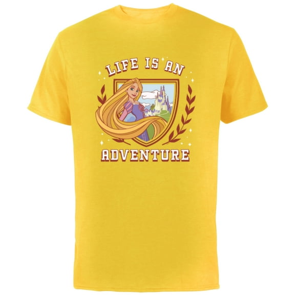 Disney Princess Rapunzel Tangled Life is an Adventure Crest - Short Sleeve Cotton T-Shirt for Adults - Customized-Yellow