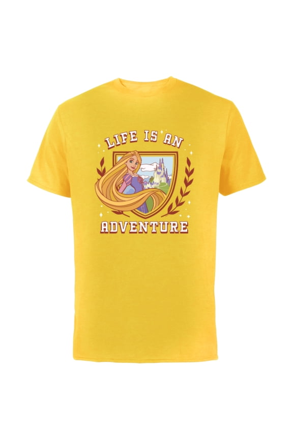 Princess Rapunzel Tangled Life is an Adventure Crest - Short Sleeve Cotton T-Shirt for Adults - Customized-Yellow