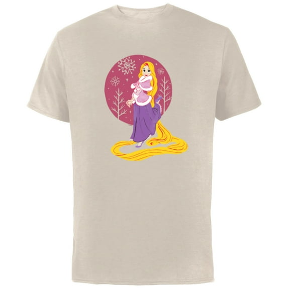 Disney Princess Rapunzel Tangled Winter Holiday Christmas - Short Sleeve Cotton T-Shirt for Adults - Customized-Natural