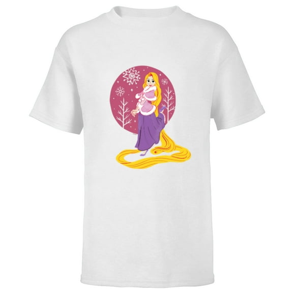 Disney Princess Rapunzel Tangled Winter Holiday Christmas - Short Sleeve T-Shirt for Kids - Customized-White