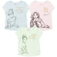 thumbnail image 1 of Disney Princess Rapunzel Tiana Cinderella Big Girls 3 Pack T-Shirts Little Kid to Big, 1 of 5