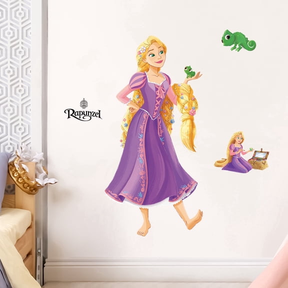Disney Princess Rapunzel Wall Decal - Large 26" Vinyl Stickers for Kids Bedroom Playroom Bathroom - Peel and Stick Room Decor