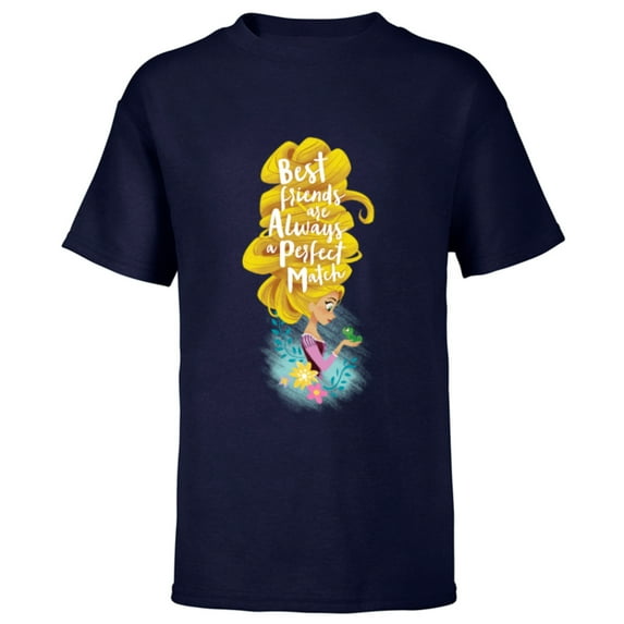 Disney Princess Rapunzel and Pascal Perfect Match - Short Sleeve T-Shirt for Kids - Customized-Navy