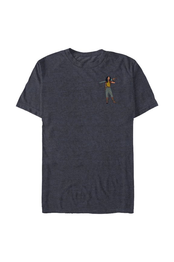 Princess Raya Small Pose - Short Sleeve Blended T-Shirt for Adults - Customized-Navy Heather