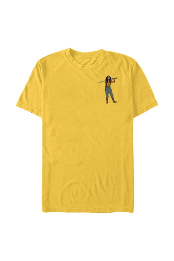 Princess Raya Small Pose - Short Sleeve Blended T-Shirt for Adults - Customized-Yellow