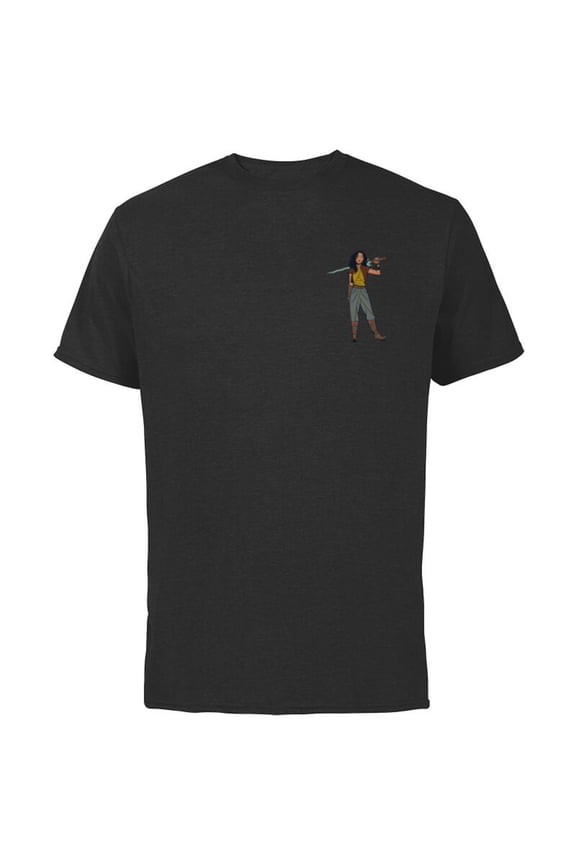 Princess Raya Small Pose - Short Sleeve Cotton T-Shirt for Adults - Customized-Black