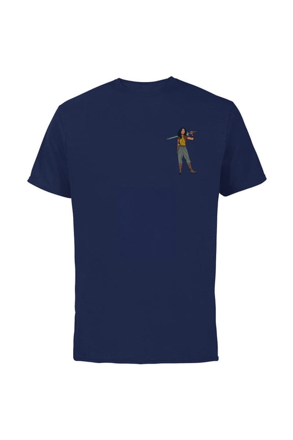 Princess Raya Small Pose - Short Sleeve Cotton T-Shirt for Adults - Customized-Navy