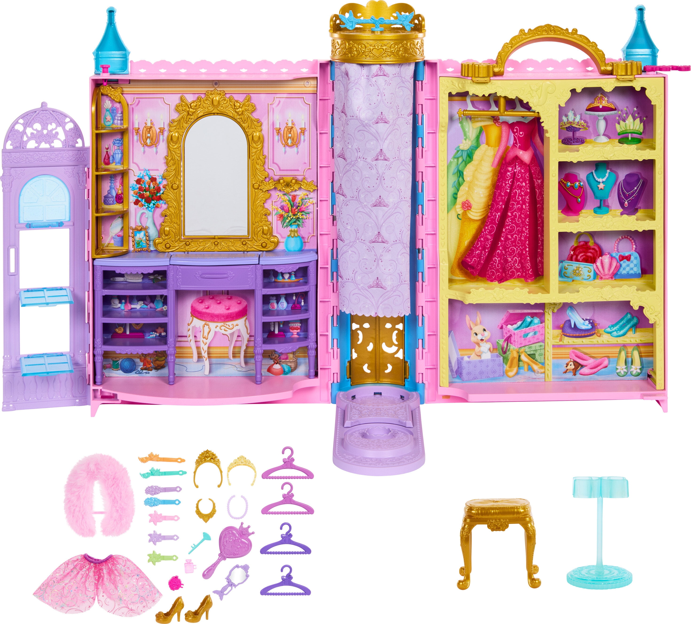 Disney Princess Ready for the Ball Closet Playset with Fashions Accessories Storage