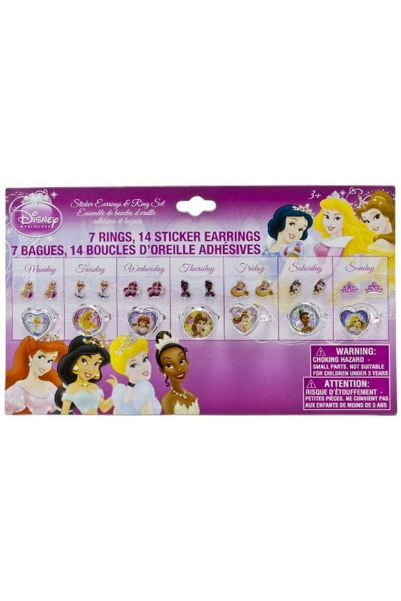 Princess Rings & Earrings Accessory Set - pink, one size