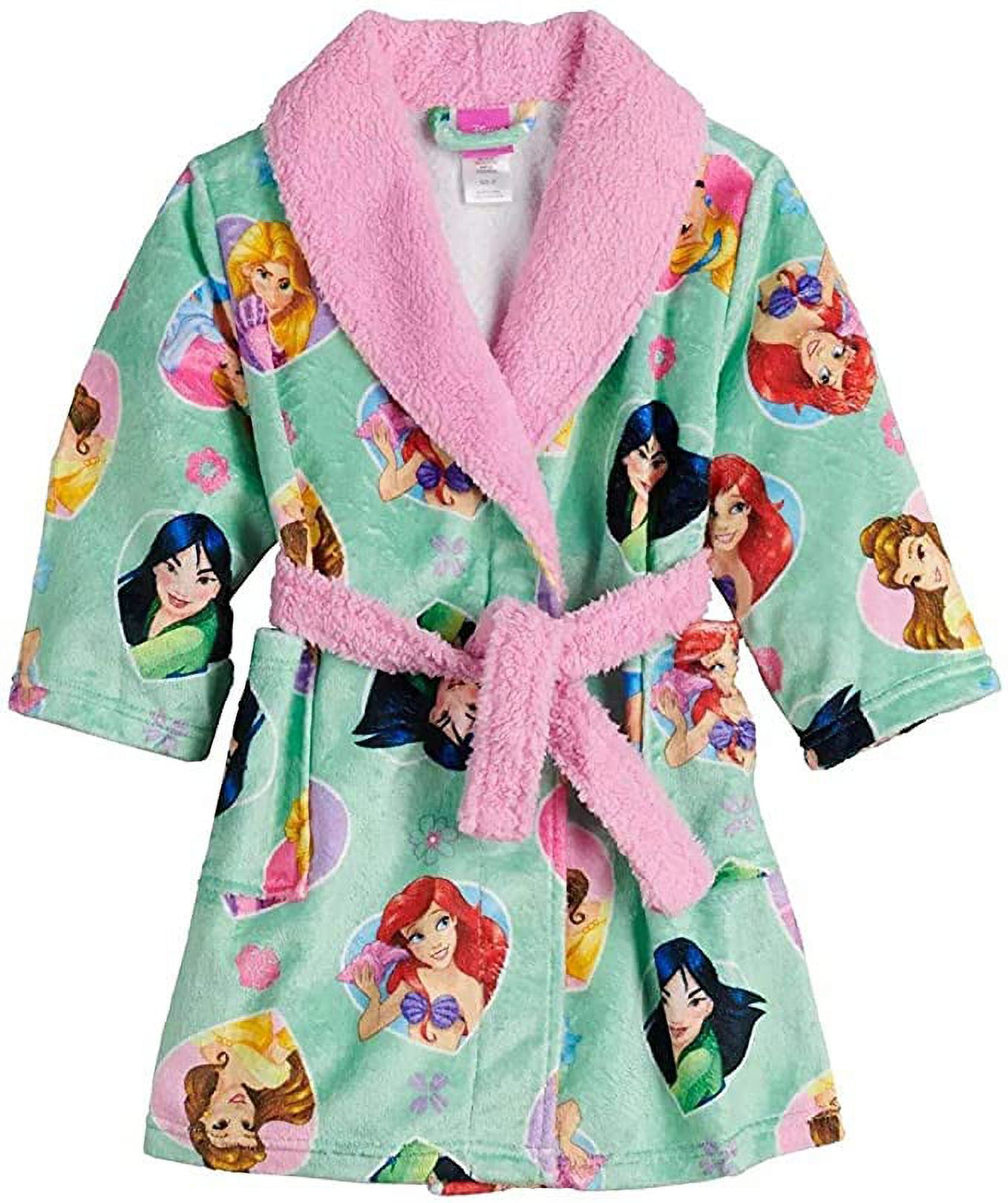 Disney Princess Robe Toddler Soft Fleece Mint with Pink Collar 4T