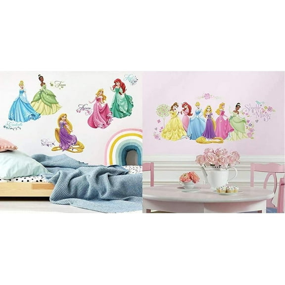 Disney Princess Royal Debut & Disney Princess Glow Peel and Stick Wall Decals Combo Set