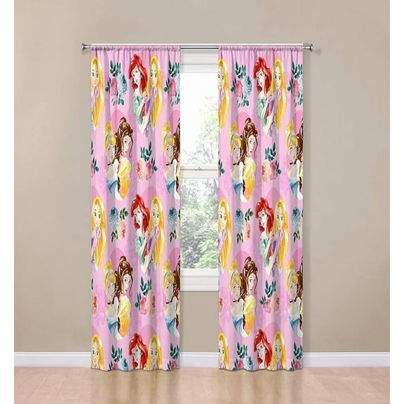 Disney Princess Sassy Princesses 2 Panels Drapes Set - 84 Inch Long - Kids Room Curtains