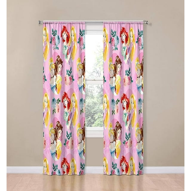 Disney Princess Sassy Princesses 2 Panels Drapes Set - 84 Inch Long - Kids Room Curtains