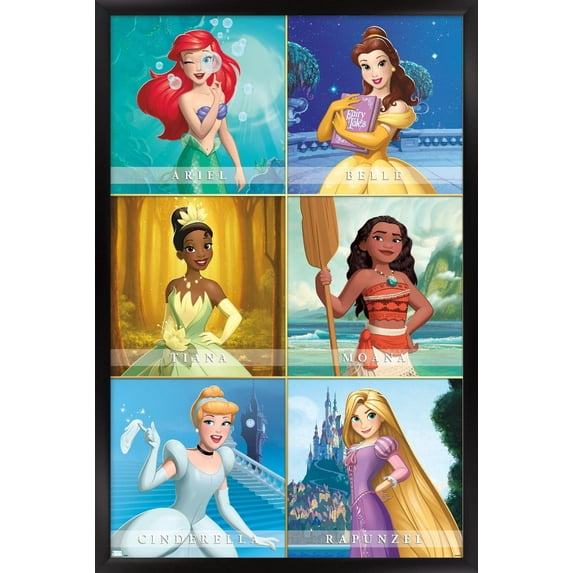 Disney Princess - Scenic Grid Wall Poster, 22.375" x 34" Framed