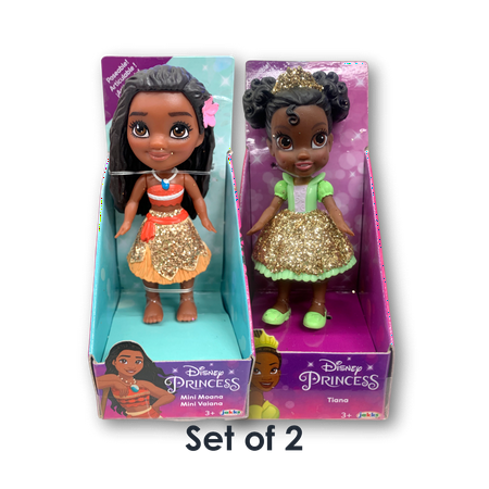 Disney Princess Set of 2 Mini Poseable Doll Miniature 3.5" Choose from 7 (Moana + Tiana)