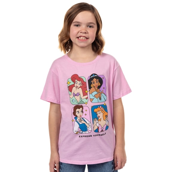 Disney Princess Shirt Girls' Express Yourself Character Portraits Crewneck Tee