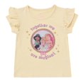 thumbnail image 1 of Disney Princess Shirts for Girls Ruffle Sleeve T-Shirt with Interactive Lenticular Patch Gift for Toddler (Yellow, 5), 1 of 6