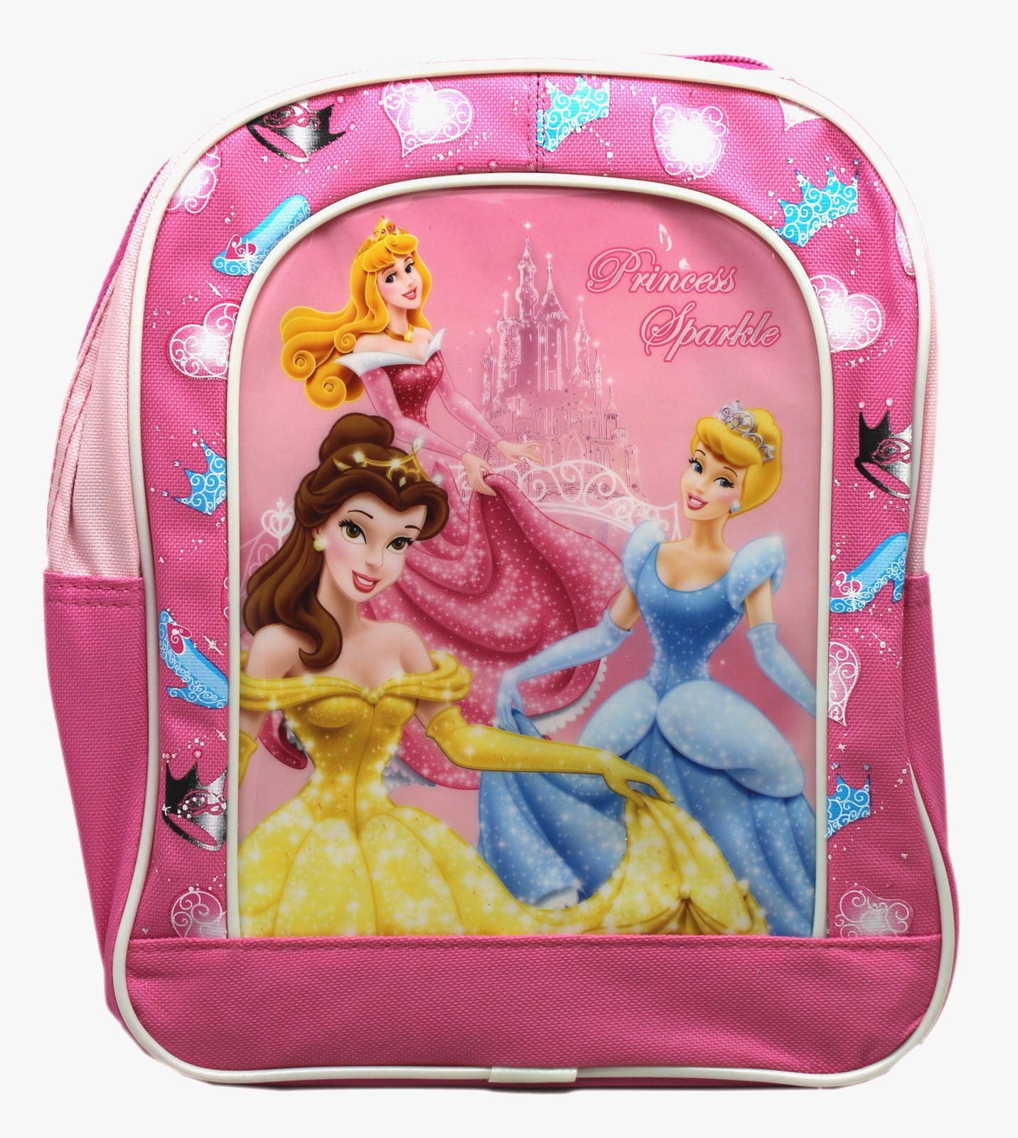 Princess Shoes, Crowns and Hearts Pink Mini Toddler Backpack (10in)